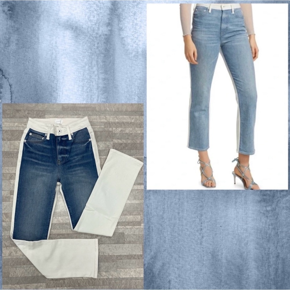 Jonathan Simkhai River High-Rise Straight Jean Two-Tone White/Blue